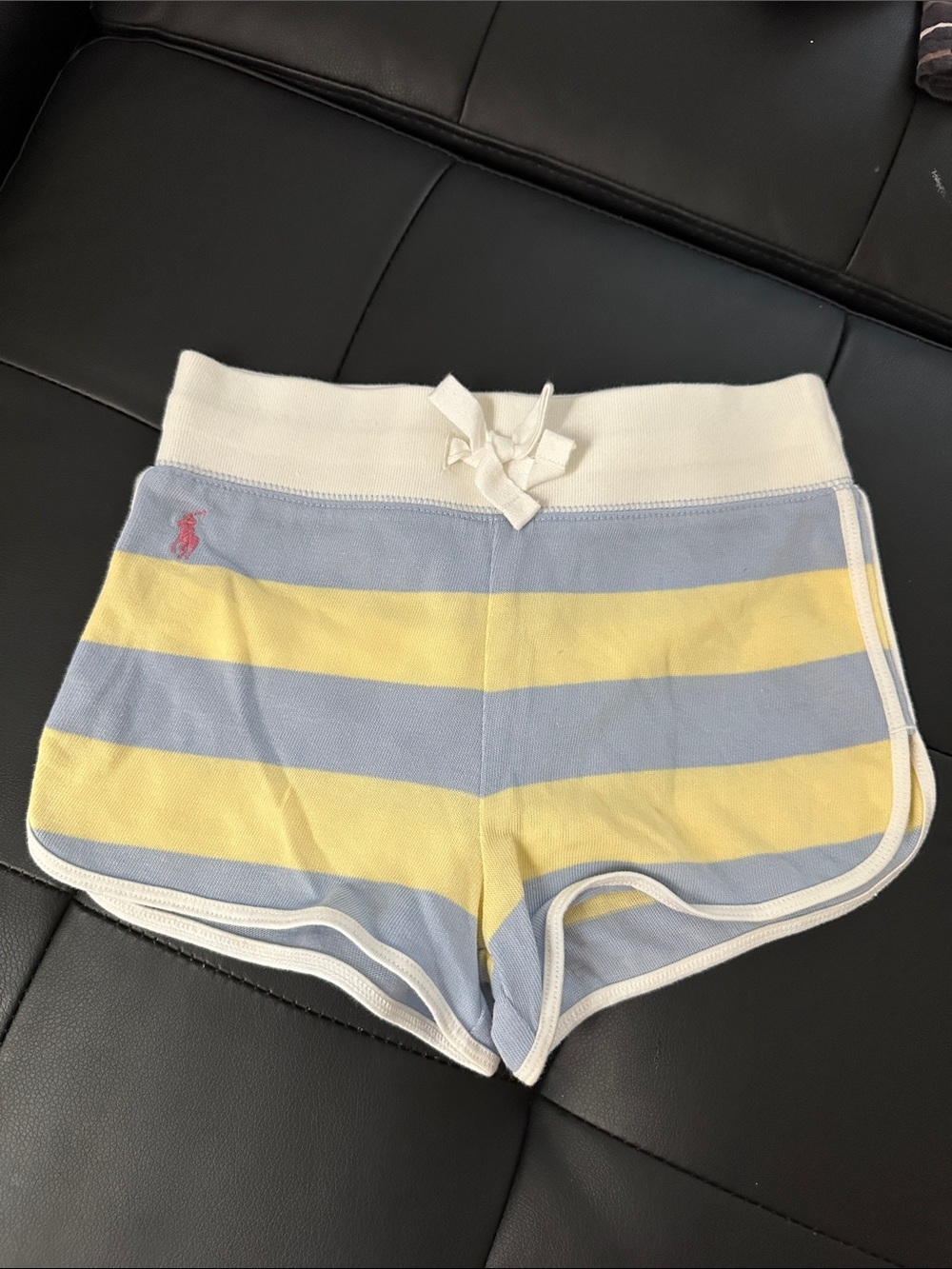 Ralph Lauren Yellow & Light Blue Striped Knit Athletic Shorts